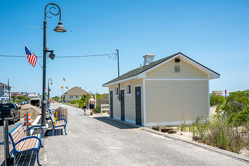 a bathroom along the Cape May promenade
