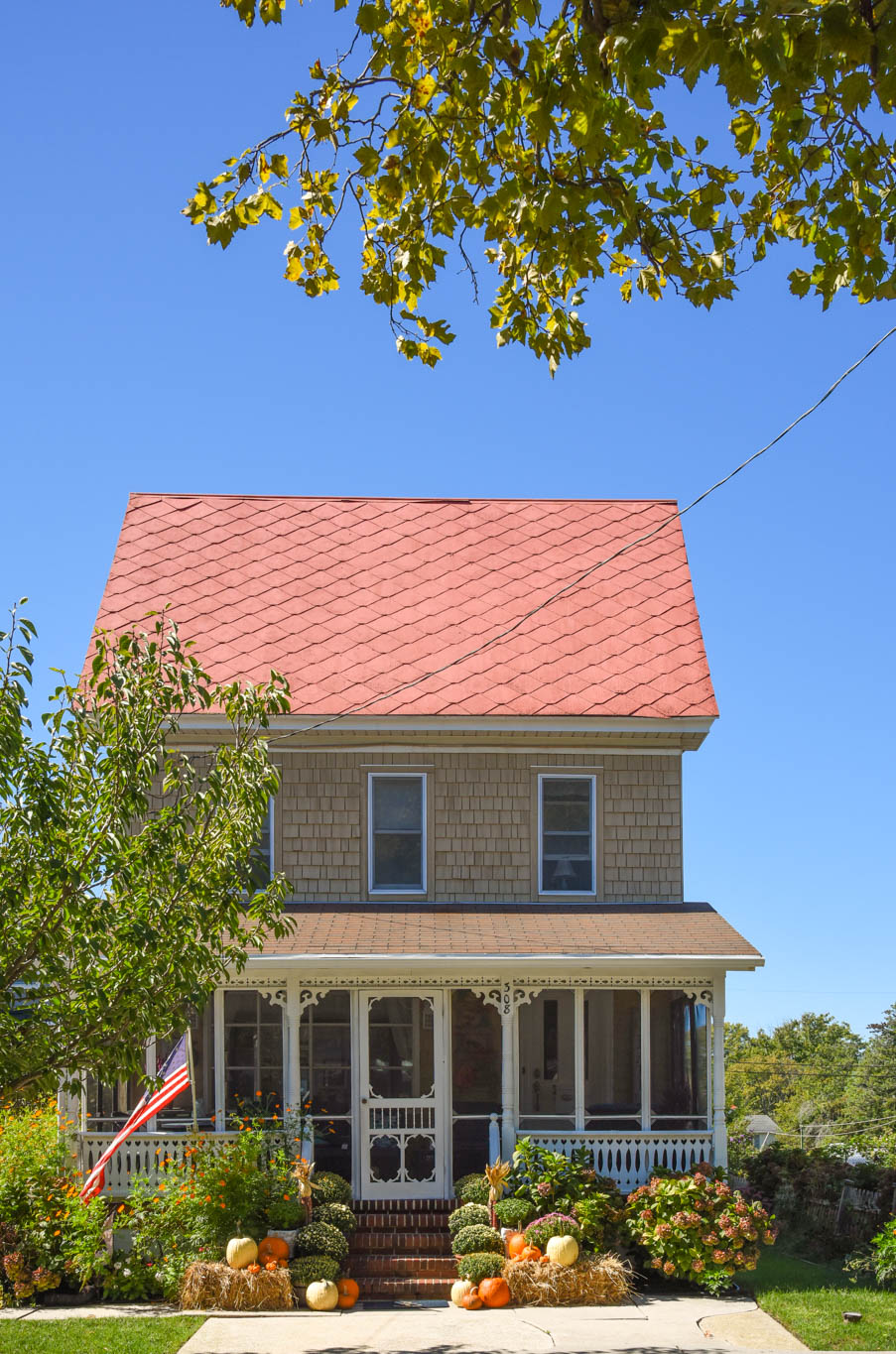 House on Broadway with Fall Decor