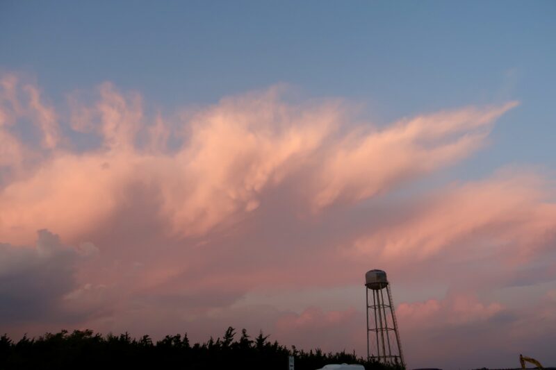 Pink and blue sunset at sunset beach