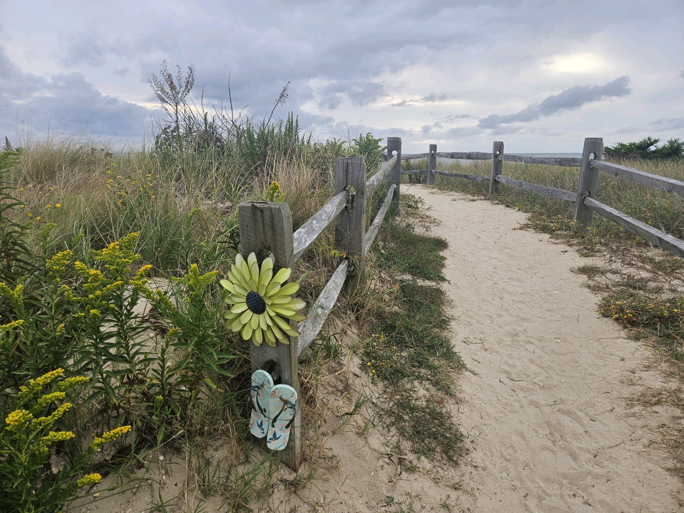 Beach path on a cloudy day