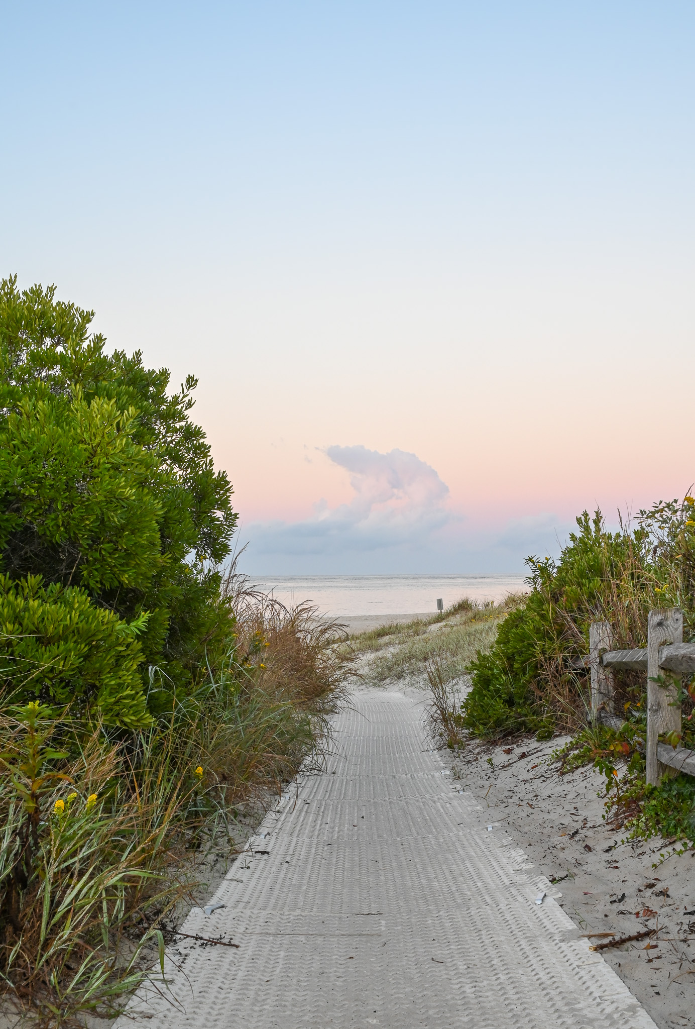 Beautiful Morning view of the beach path from Cape May Point