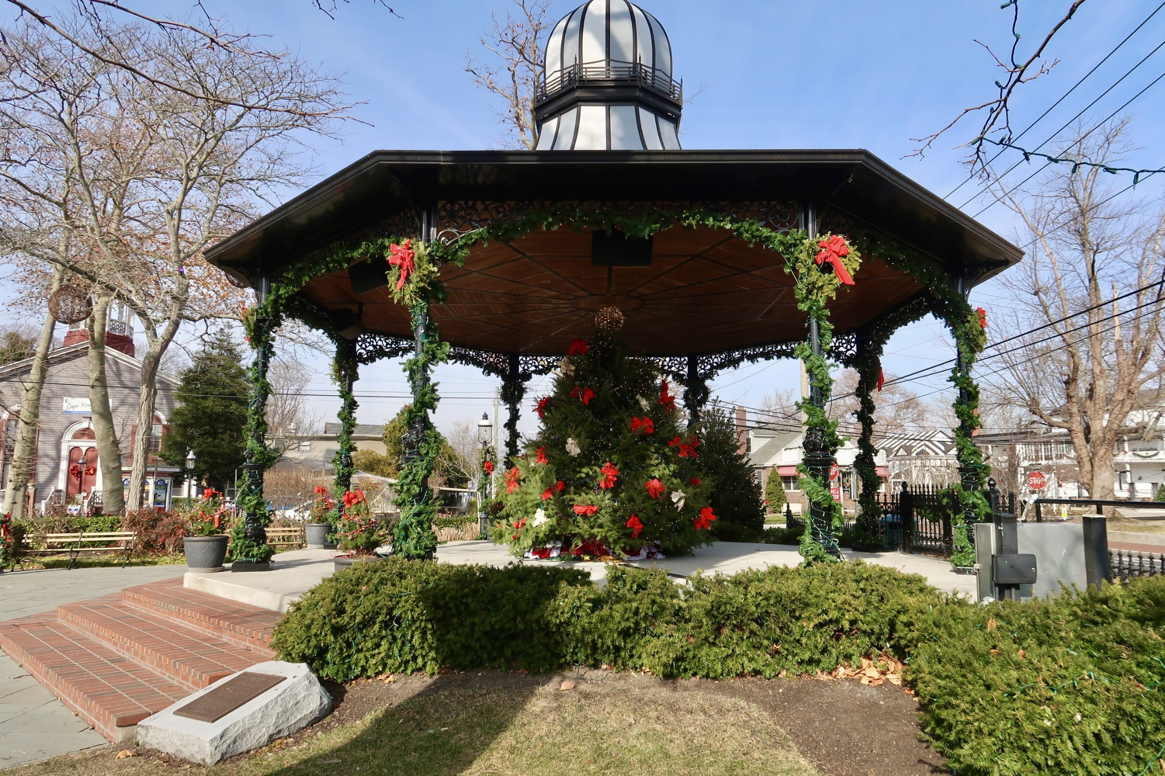 Christmas tree at Rotary Park gazebo