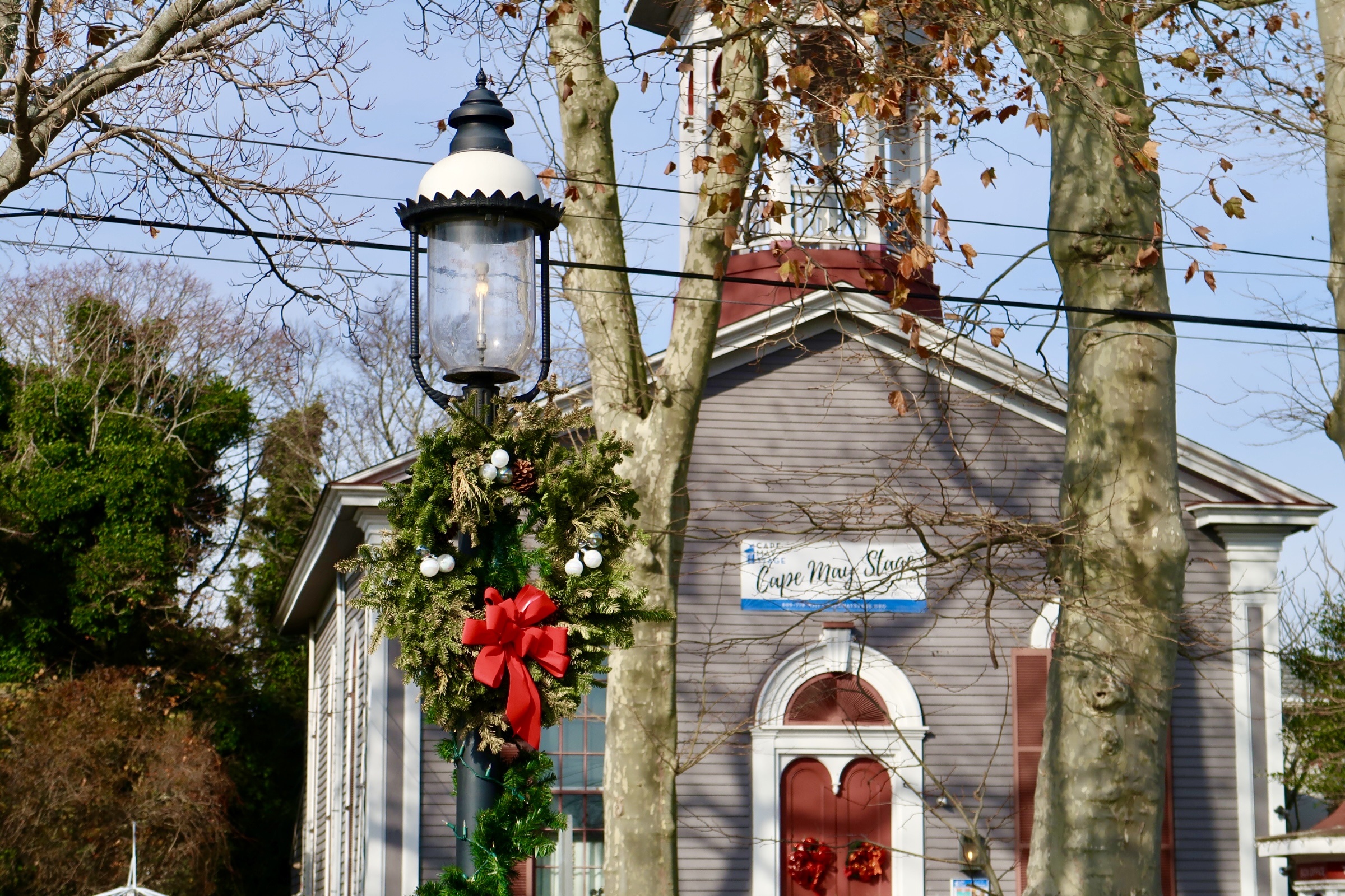 View of Cape May Stage from Rotary Park during the holiday season