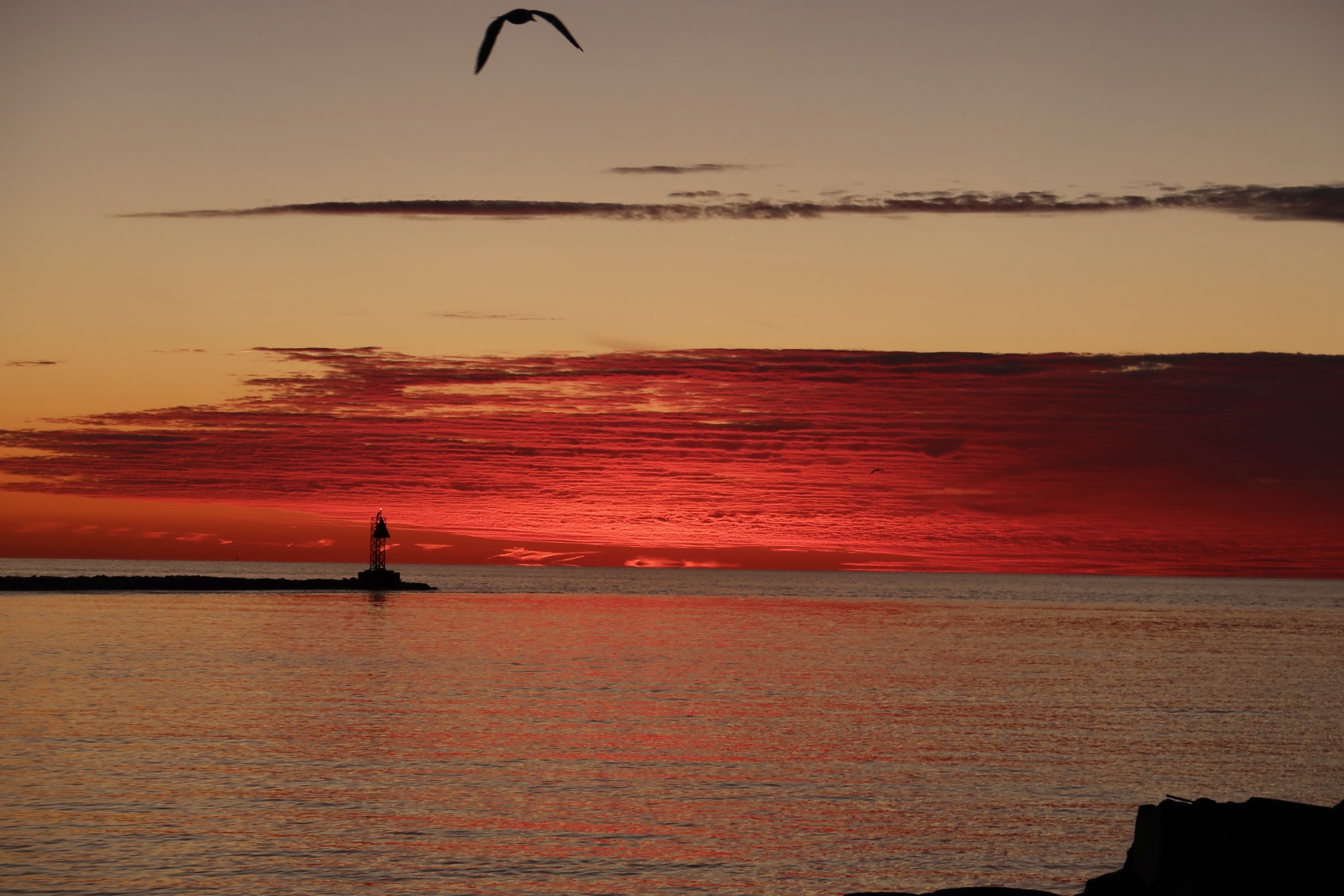 Hot pink sunset over the Delaware bay