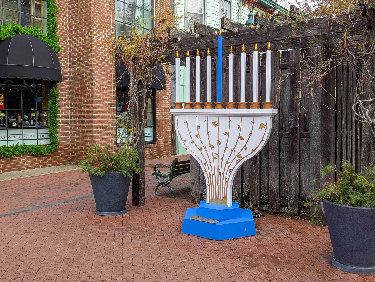 Hanukkah Sameach! (meaning, “Happy Hanukkah!”) This is located on the Washington Street Mall.